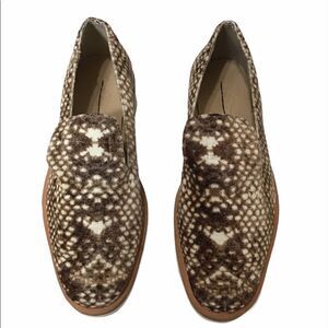 Free People Brown & White Velour Snake Eyes Loafers Shoes Good Condition Sz 38